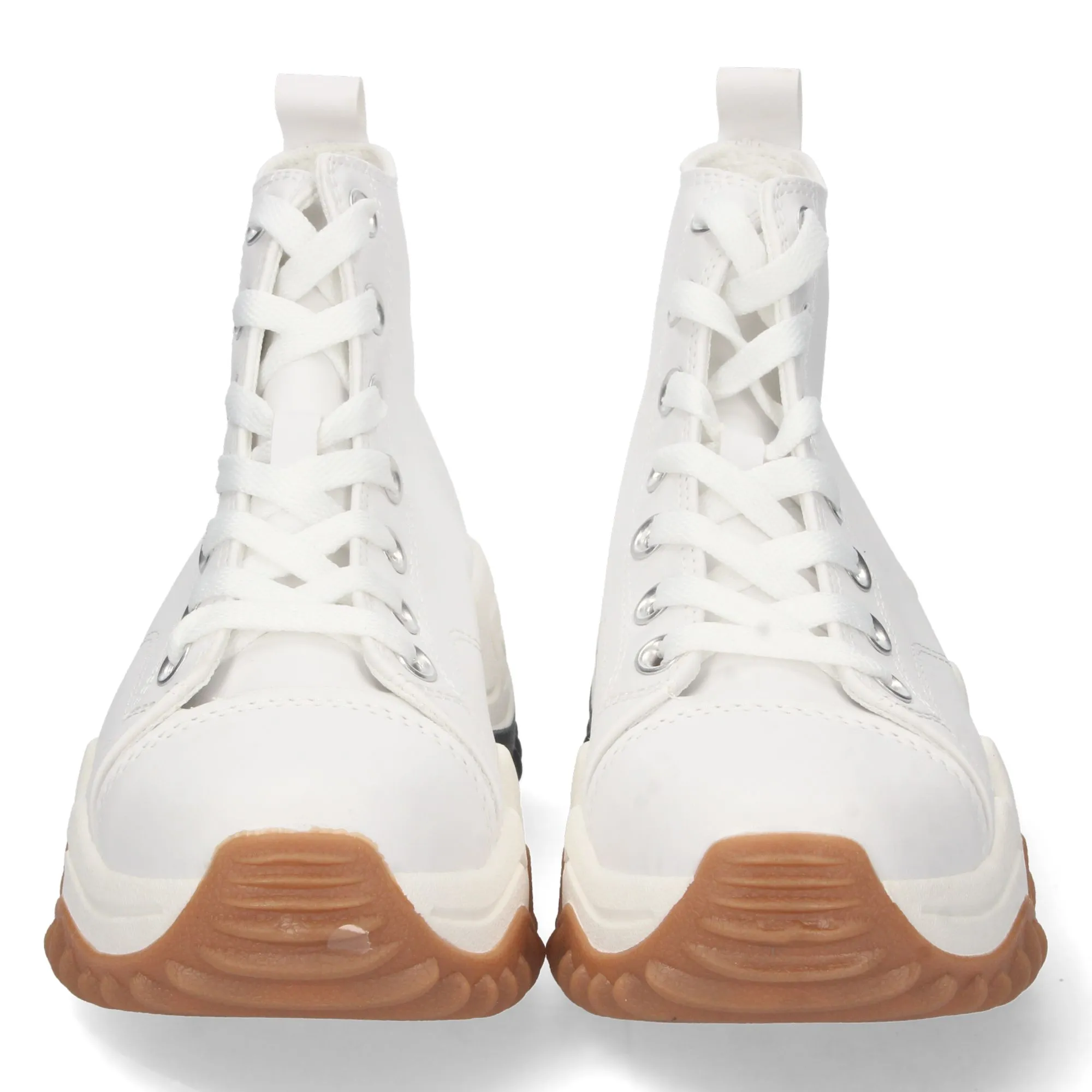 Zapatillas altas con plataforma polipiel cómodas mujer color blanco
