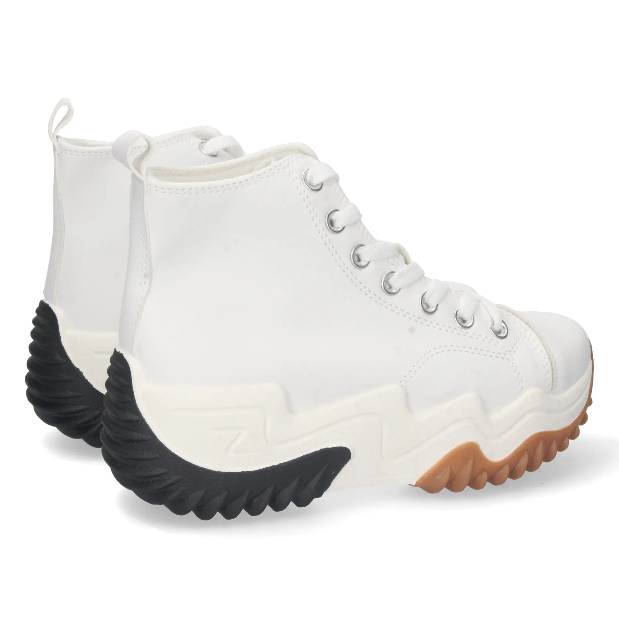 Zapatillas altas con plataforma polipiel cómodas mujer color blanco