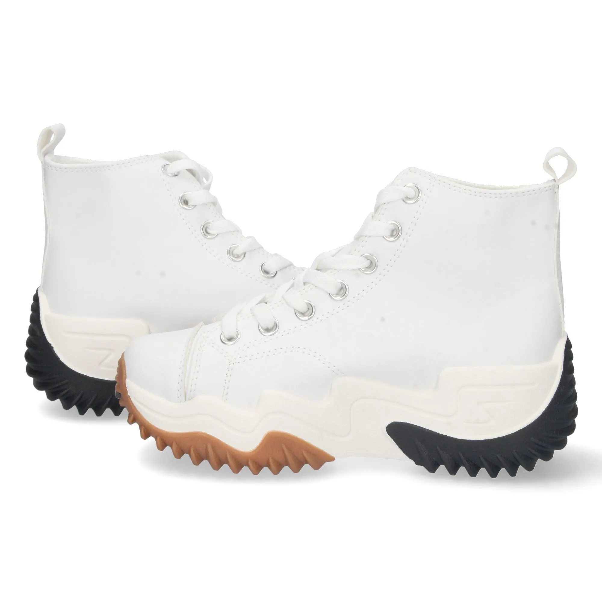 Zapatillas altas con plataforma polipiel cómodas mujer color blanco