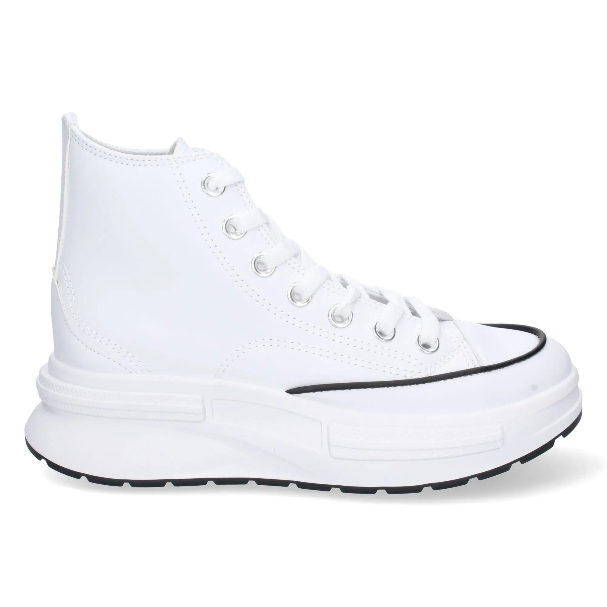 Zapatillas botín de lona con plataforma mujer color blanco