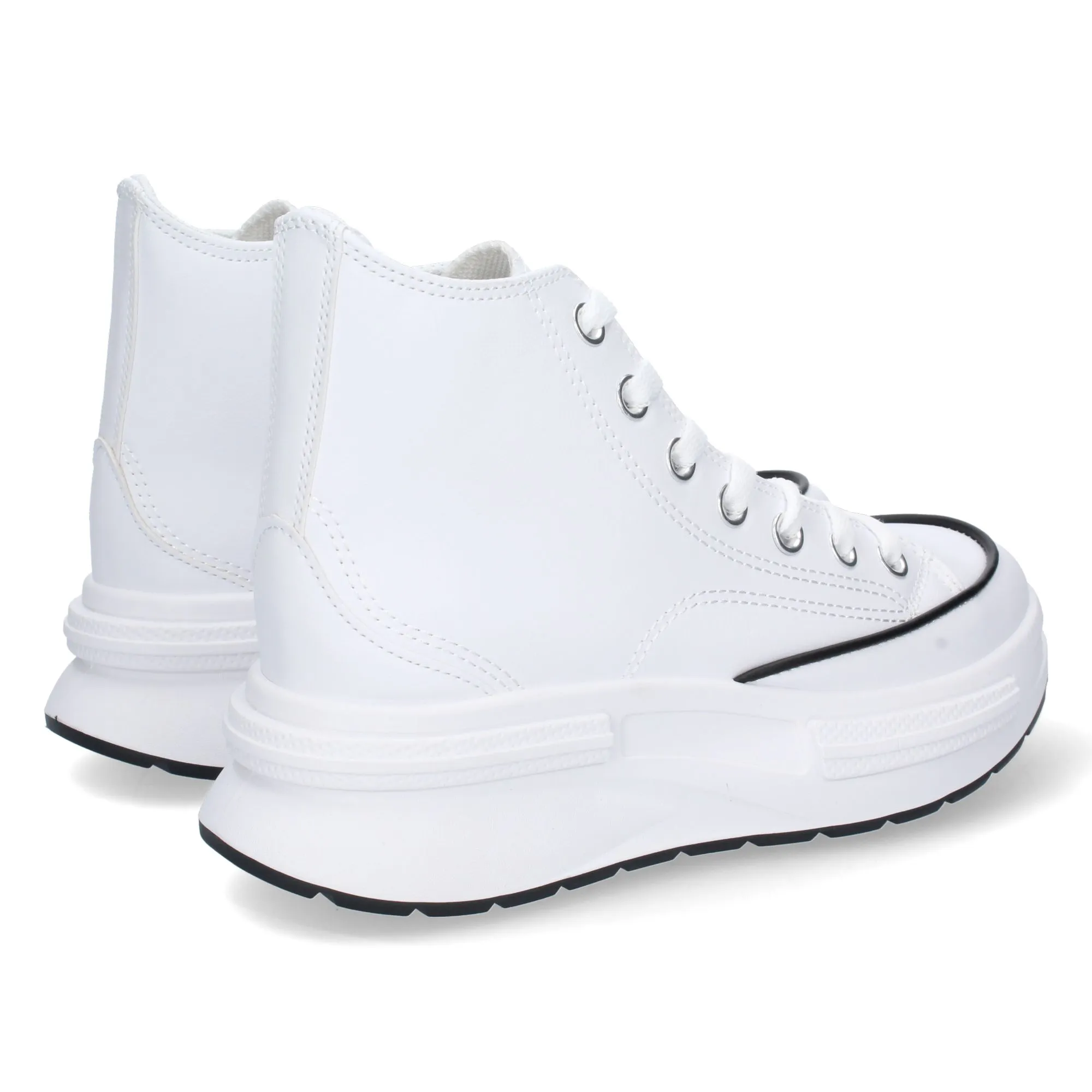 Zapatillas botín de lona con plataforma mujer color blanco