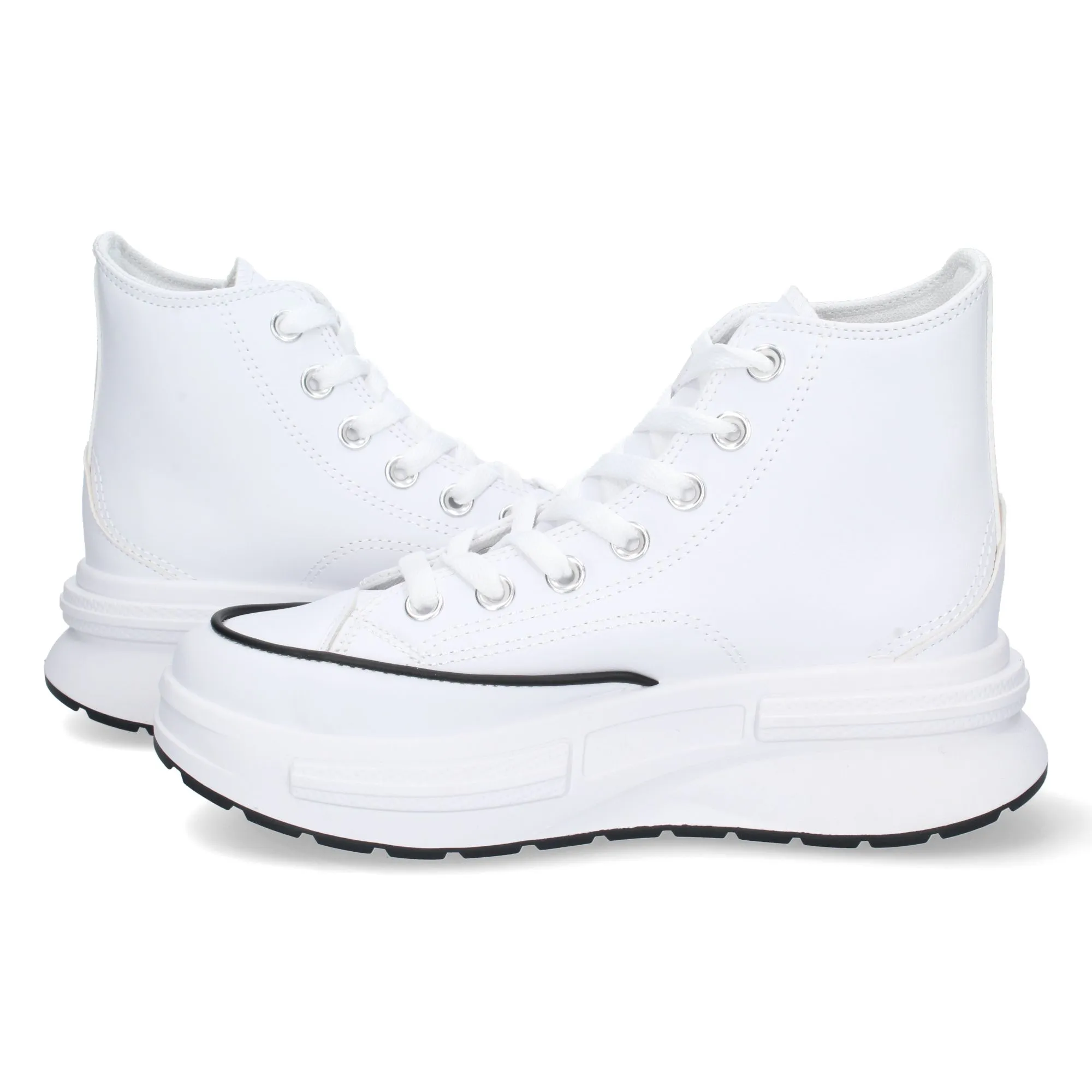 Zapatillas botín de lona con plataforma mujer color blanco