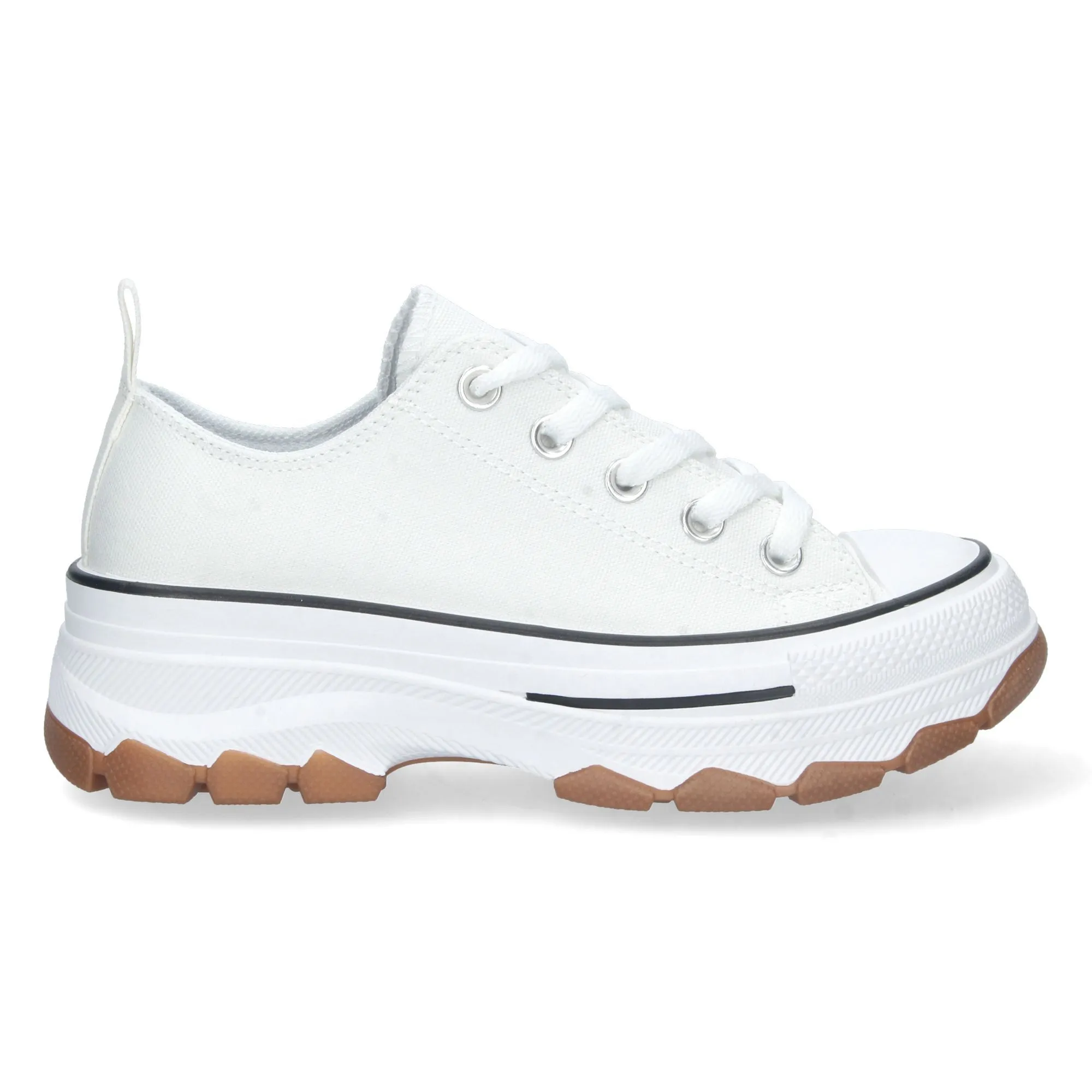Zapatillas de lona estilo bamba suela plataforma mujer color blanco