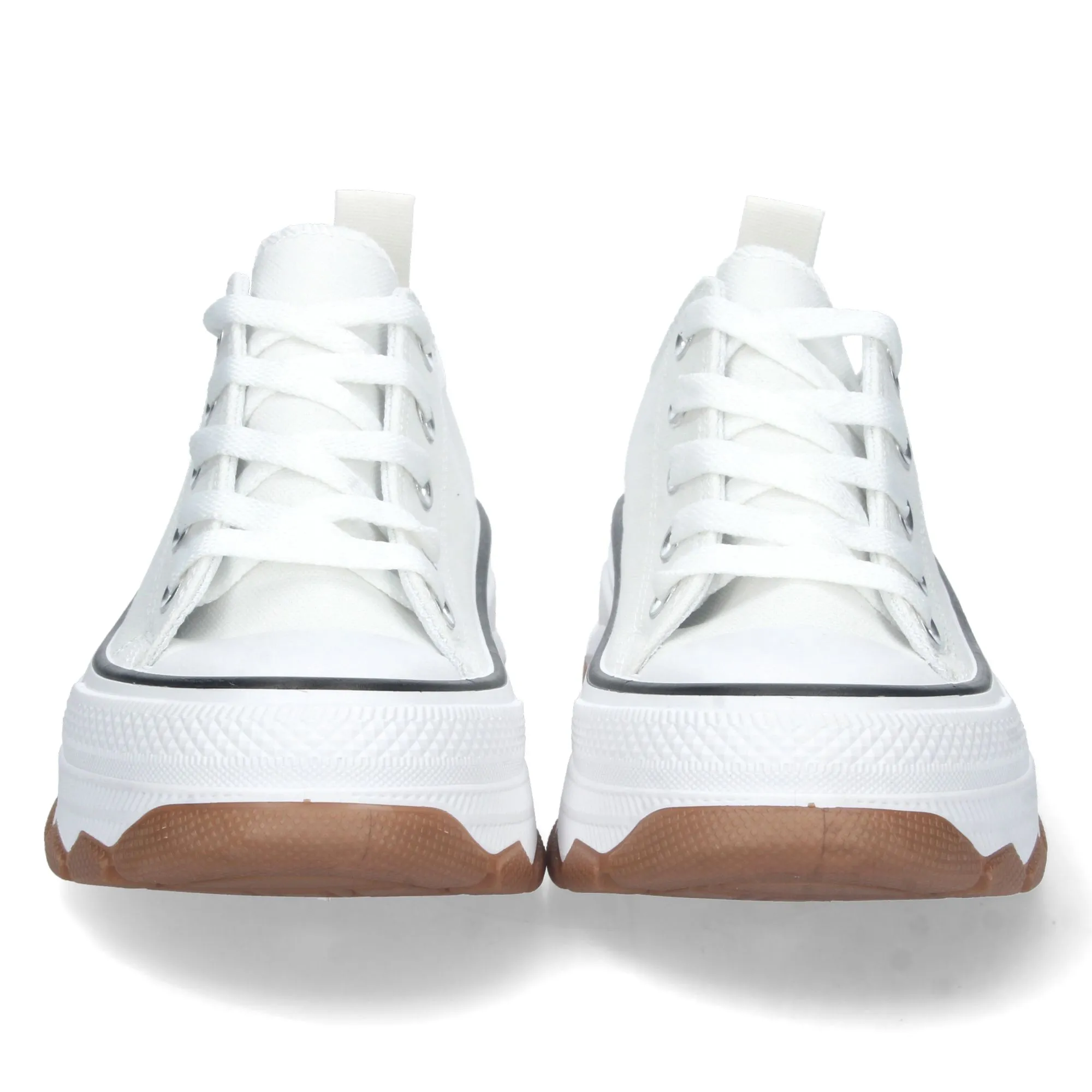 Zapatillas de lona estilo bamba suela plataforma mujer color blanco