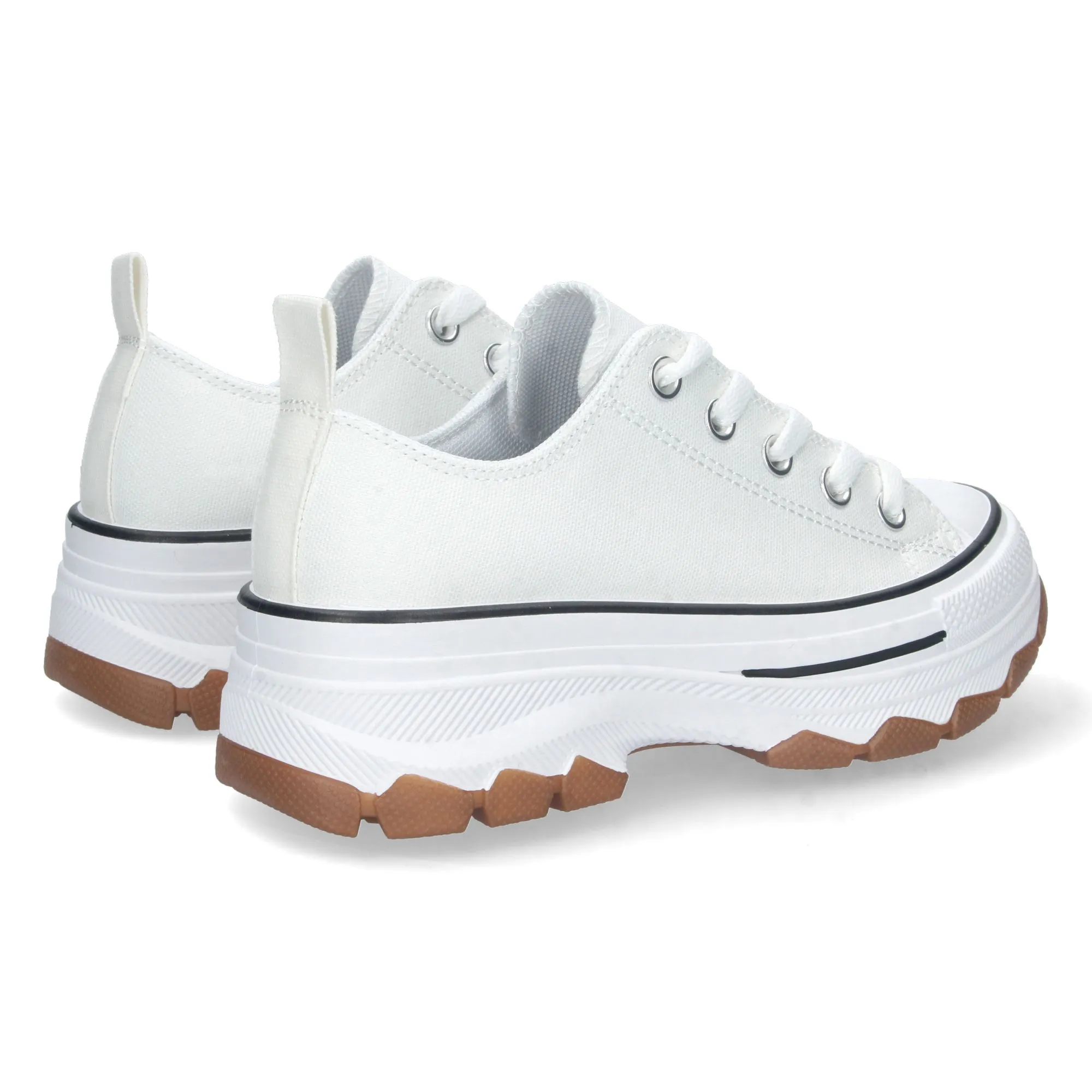 Zapatillas de lona estilo bamba suela plataforma mujer color blanco