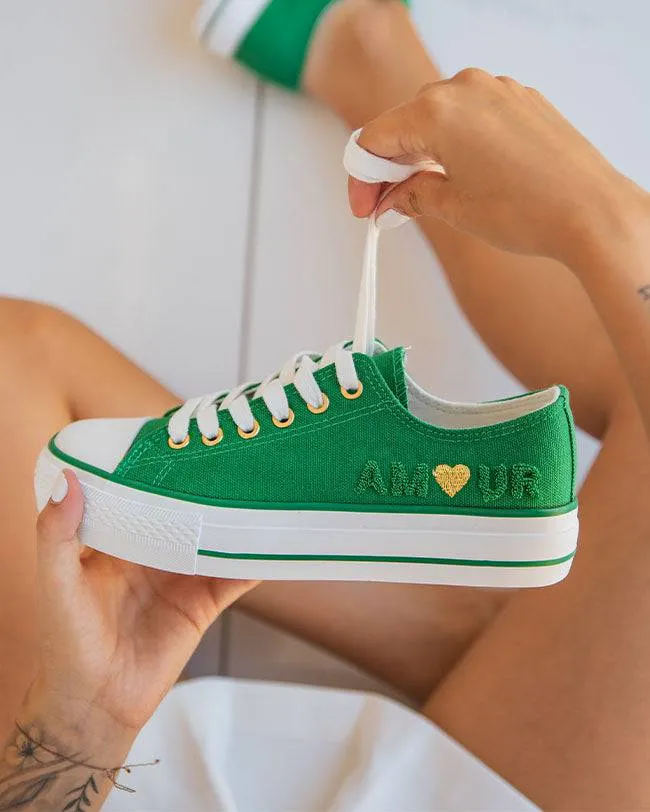 ZAPATILLAS DE MUJER EN TELA VERDE  NOUR