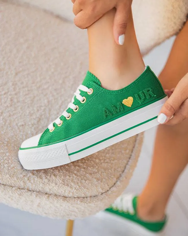 ZAPATILLAS DE MUJER EN TELA VERDE  NOUR