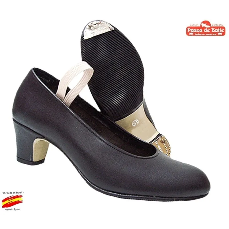 Zapato Pasos de Baile, Piel Con Chapa en Punta y Tacón.