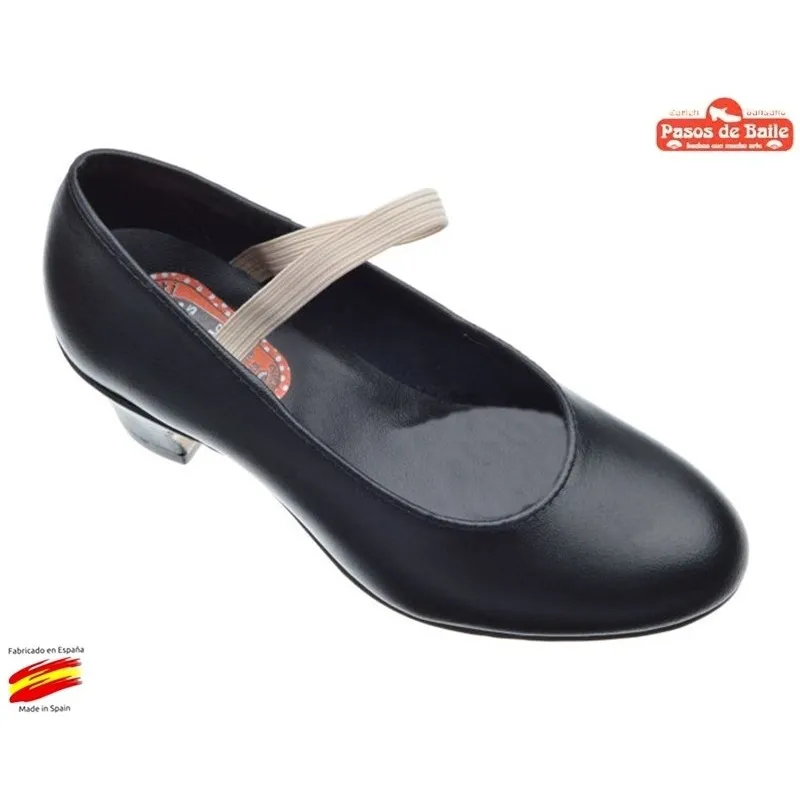 Zapato Pasos de Baile, Piel Con Chapa en Punta y Tacón.
