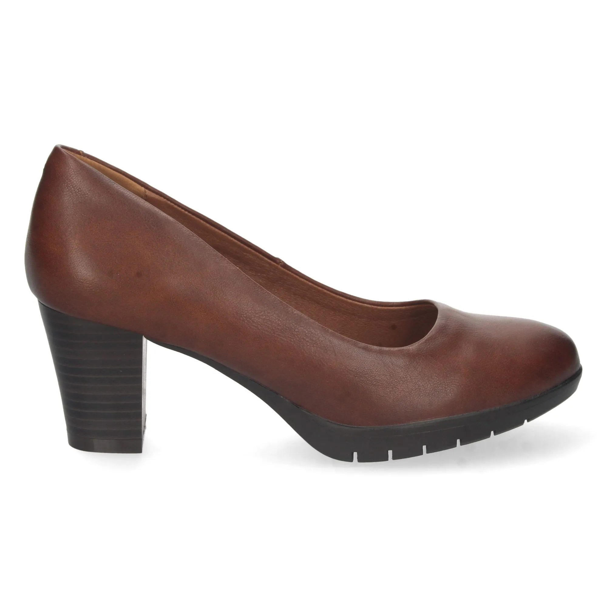 Zapatos marrones de tacon con punta redonda mujer