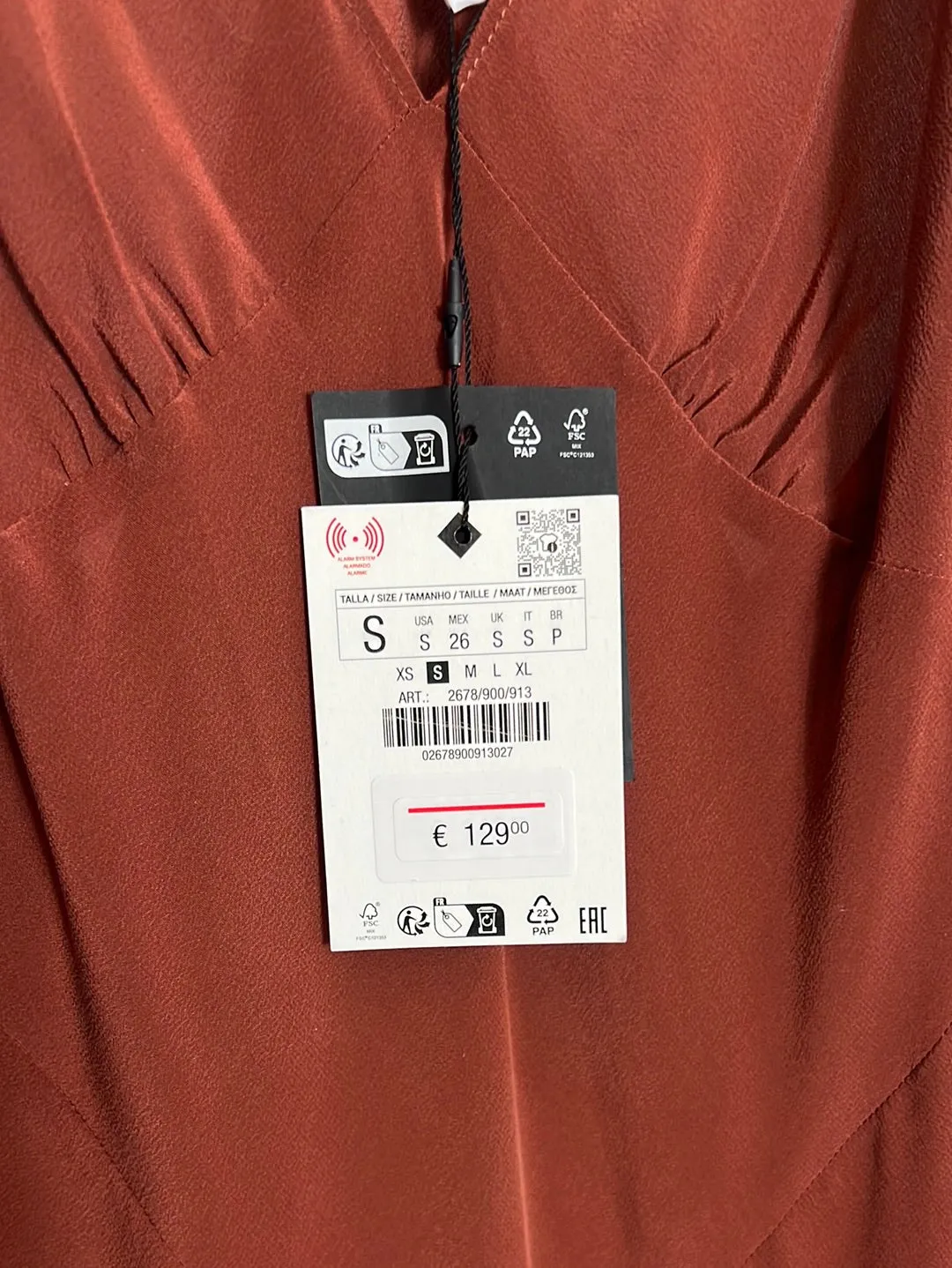 ZARA. Vestido midi seda tablas. T S