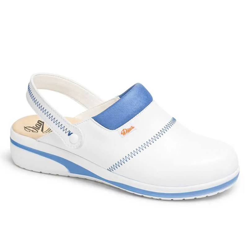 ZUECO MAR BLANCO CON DETALLE AZUL  DIAN