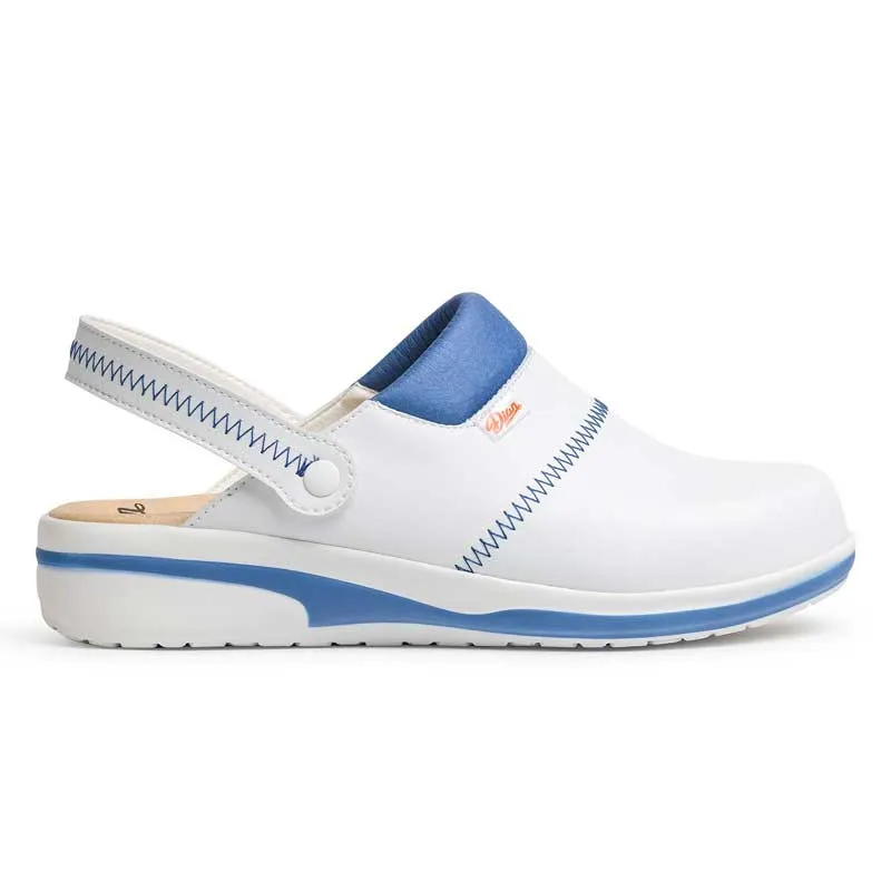ZUECO MAR BLANCO CON DETALLE AZUL  DIAN