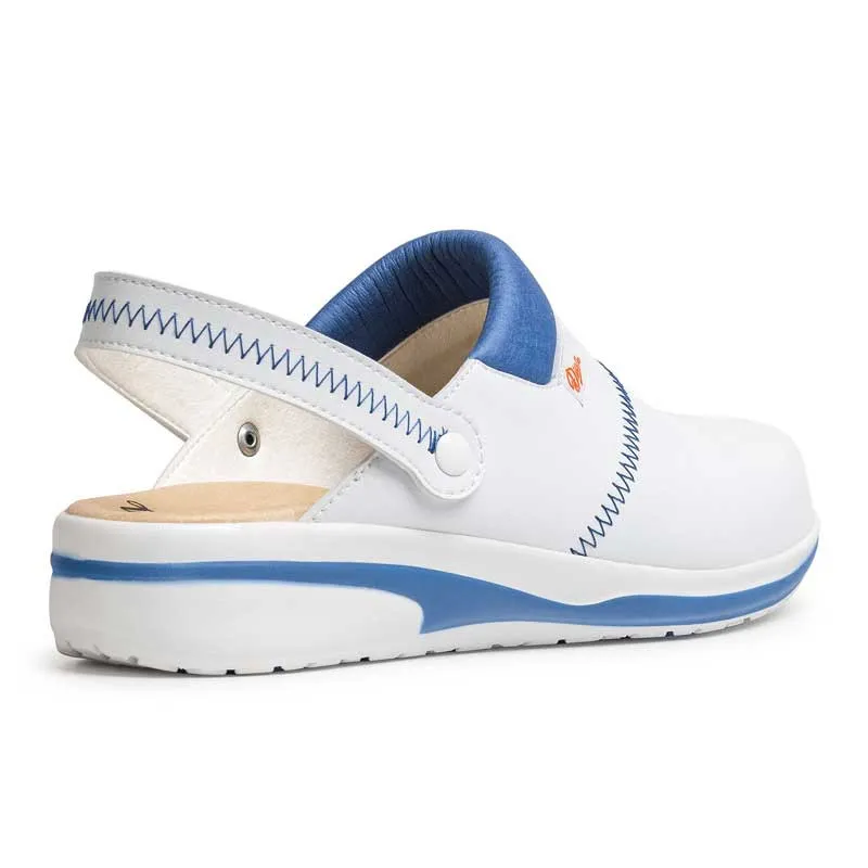 ZUECO MAR BLANCO CON DETALLE AZUL  DIAN