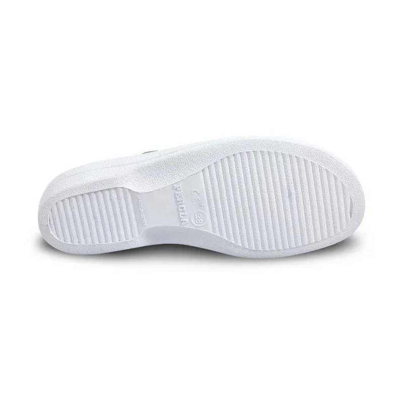 Zuecos Sanitarios Mujer Piel Destalonados Hebilla 796 Blanco, de Percla